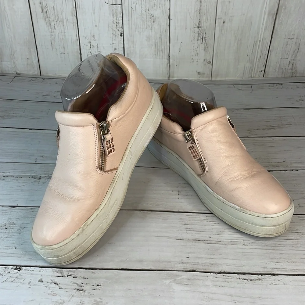 Blush Pink Leather Skechers Street Uplift-Double Zipper Platform SlipOn